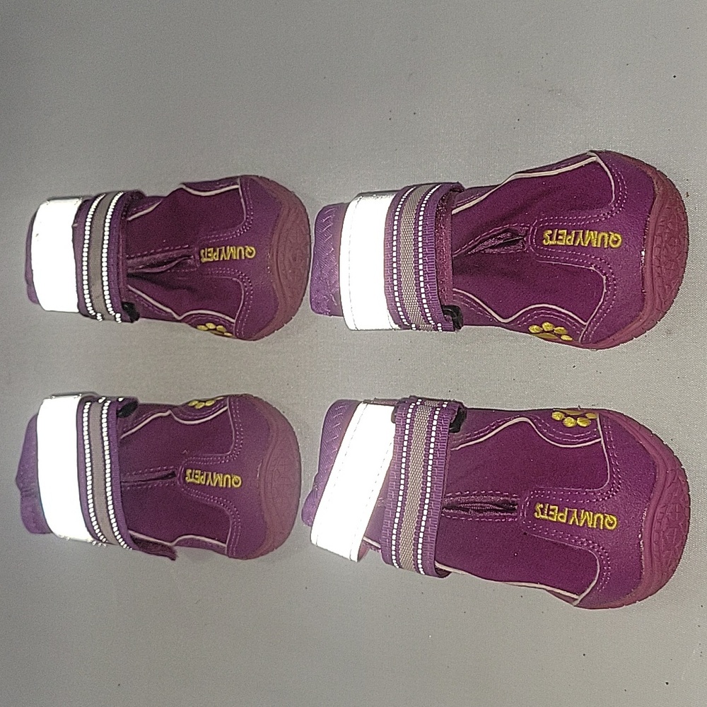 Reflective QUMY Anti Slip Dog Shoes Boots Purple Size 6